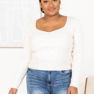 BNWOT Pink Lily Brand From This Moment Cream Ribbed Sweater